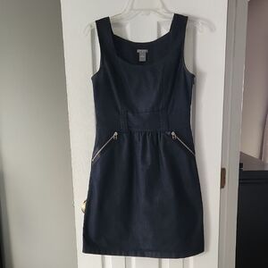 Ann Taylor Navy Blue Jean Sleeveless Dress